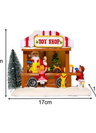 LED Musica natalizia Casa di popcorn Decorazione natalizia Scena Villaggio Statua rotante Decorazioni natalizie per la casa Decorazioni per il desktop Regalo di Natale per bambini