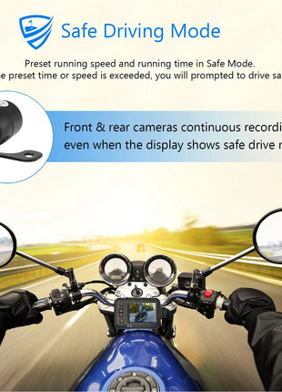 2in Motorcycle Driving Recorder Dash Cam 1080P+720P HD Lens Rainproof DVR Loop Recording Front Rear Motorcycle Recorder Dash Cam - Riparo82