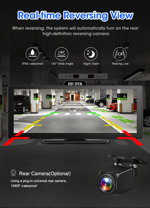 10/11.26 Inch 4K DVR Wireless CarPlay & Android Auto Dash Cam Bluetooth Audio GPS Navigation Dashboard Dual Lens Video Recorder - Riparo82