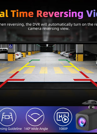 10.26" 4K Dash Cam Carplay Android Auto GPS 5G WIFI FM BT Car Dvr 350 ° Rotation Dual Lens Dashcam Truck Camera Drive Recorder - Riparo82