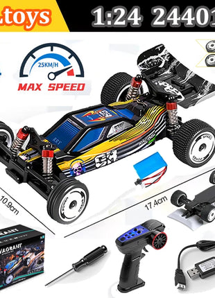 WLtoys 244016 Auto ad alta velocità, proporzionale 1:24, auto RC telecomandate di alta qualità, trazione a due ruote, giocattolo e regalo per ragazzo da corsa