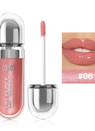 USHAS 12 colors mirror fine flash liquid lipstick pearlescent color waterproof sweatproof non-stick cup lip gloss - Riparo82