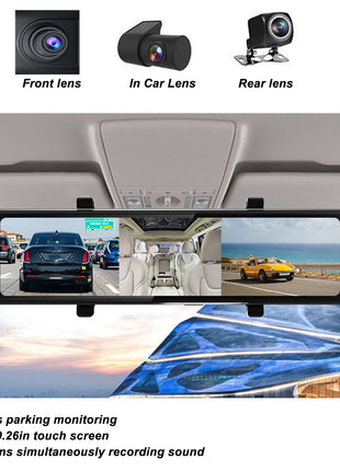 10.26in Mirror Dash Cam BT5.0 HD Night Vision 3 Recorded Video Front 2.5K Rear 1080P Driving Recorder for Cars Car DVR Dash Cam - Riparo82