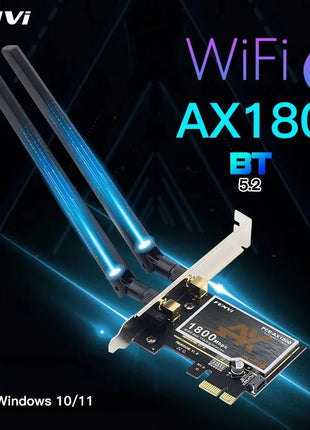 FENVI WiFi 6 adattatore PCIe 1800Mbps AX1800 adattatore PCIe Desktop Wireless BT5.2 802.11AX scheda WiFi Dual Band 2.4G/5G per Win10/11 - Riparo82
