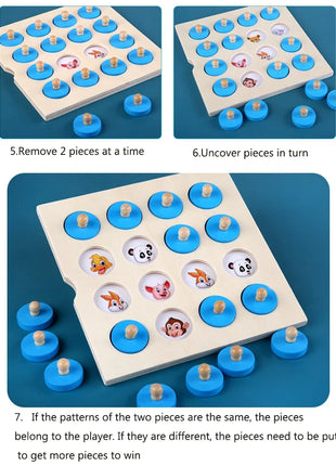 Gioco di scacchi di memoria Montessori 3D puzzle di legno bordo logica giocattolo interazione apprendimento precoce giocattoli educativi per bambini bambini mini - riparo82