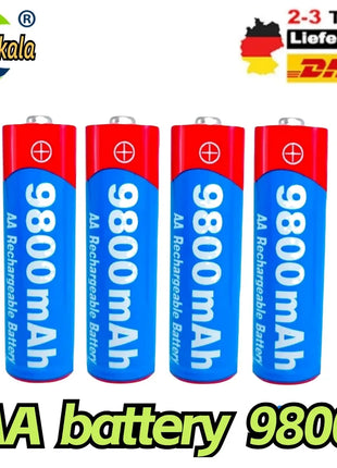 Batterie AA Ricaricabili 1,5V 9800mAh - Alcaline per LED, MP3, Giocattoli - riparo82