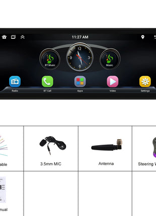 Hikity 2+64G Carplay Android 1din Car Radio Android Auto Stereo 6.86" GPS Navigation Player support FM WiFi USB Rear Camera - Riparo82