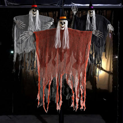 Halloween pumpkin Hanging Ghost party decorations hanging green light light-emitting sound props yard Ghost House Decoration
