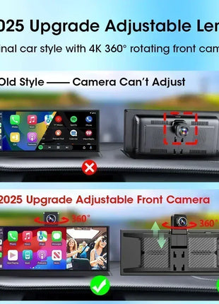 11.3 inch 4K Car DVR Wireless Carplay Android Auto Upgrade 360° Rotating Camera Dash Cam Video Recorder GPS Navigation Dashboard - Riparo82