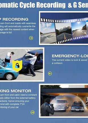 Car Dash Cam 3Lens WIFI 1080P Video Recorder Vehicle DVR Rear View Camera Parking Monitor Black Box Night Vision Auto Accessory - Riparo82