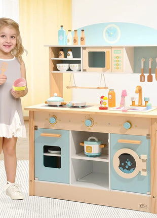 Robotime Robud Cucina in legno per bambini Cucina da gioco con caratteri di gioco Set da cucina per bambini Regalo per ragazze Ragazzi 3+ - riparo82