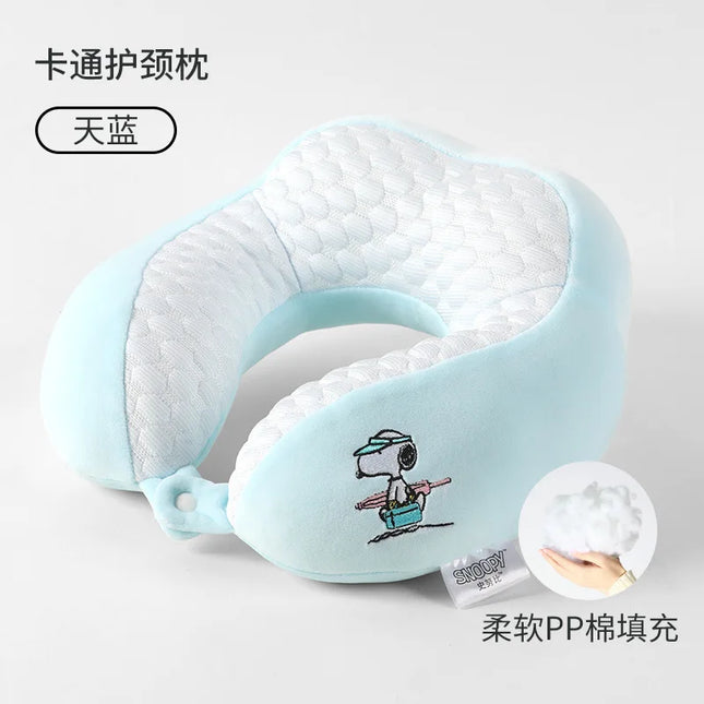Snoopy U Shaped Neck Pillows Soft Travel Pillow Massage Neck Pillow Cartoon Comfortable Cushion Sleeping Airplane Pillow Gift