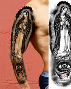 1 Sheet Full Arm Evil Witch Vampire Temporary Tattoos Sleeve Halloween Scary Skull Tatoo Waterproof Horrible Fake Tattoo Sticker - Riparo82