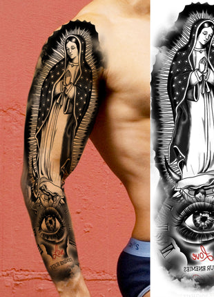 1 Sheet Full Arm Evil Witch Vampire Temporary Tattoos Sleeve Halloween Scary Skull Tatoo Waterproof Horrible Fake Tattoo Sticker - Riparo82