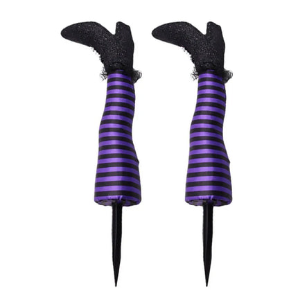 2pcs Halloween Evil Witch Legs Prosthetic Ornament Outdoor Yard Garden Patio Lawn Stake Halloween Party Decoration Props