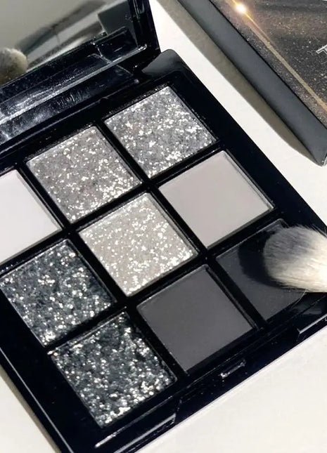 9 Colors Punk Smokey Matte Glitter Eyeshadow Palette Cool Toned Gray Black Eye Pigment Palett Shimmer Eye Shadow Makeup Palette - Riparo82