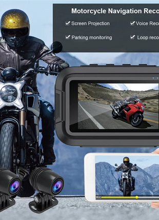 ABZZ-V9 Motorcycle Dashcam Wifi 1080P Front Rear Camera Waterproof Motorcycle Video Recorder Camera With Parking Monitor Durable - Riparo82