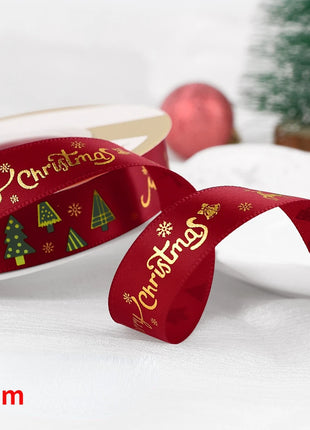 Nastro natalizio stampato da 5 metri Nastro natalizio in poliestere per design fatto a mano Decorazione natalizia Confezione regalo bouquet torta fai da te - riparo82