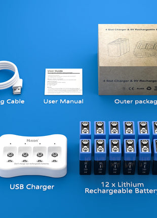 6f22 850mAh 9v Batteria ricaricabile al litio 9V Multimetro Microfono al litio Metal Detector Cavo remoto, Rilevatore di fumo, Artigianale - riparo82
