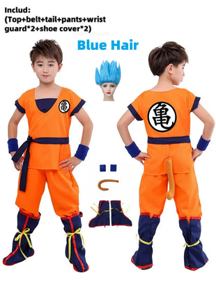Ragazzi Ragazze Halloween Son Goku Costumi Cosplay Per I Bambini Vestito Tuta Da Uomo Krillin Vestiti Da Formazione Saiyan Abiti Parrucca Vestire