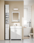 SoBuy BZR34-II Armadio alto da bagno Armadio da bagno con raggi in legno massello regolabili Mobili da bagno salvaspazio