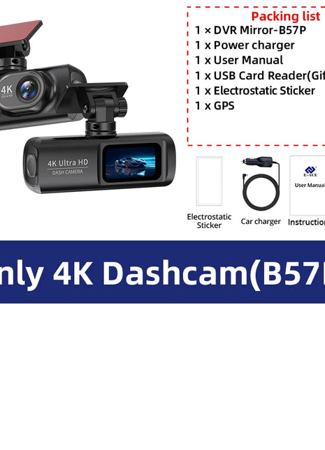 Dash Cam 4K WIFi GPS Front and Rear Night Vision Video Recorder HD 1080P Camera Auto System for car  Bicycles motorcycl summer - Riparo82