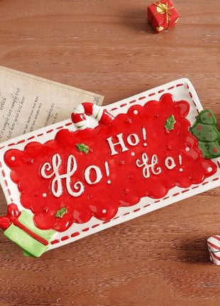 Piatto in ceramica di Babbo Natale dipinto a mano Vassoio decorativo regalo di Natale Piatto da dessert festivo Piatto da portata per biscotti carino - riparo82