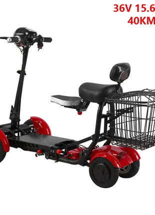 Scooter Mobilità 4 Ruote 500W Doppio Motore 36V - Pieghevole Anziani 3 Velocità - riparo82