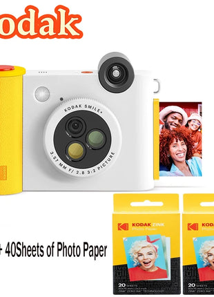 Stampante fotografica portatile Kodak Smile + Instnt Fotocamera Foto e macchina da stampa integrata aggiunge regalo per festival di carta fotografica Kodak Zink