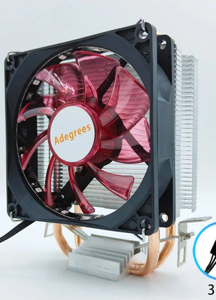 2 tubi di calore CPU Cooler Tower 3PIN/4PIN PWM 90MM LED Ventola di raffreddamento a luce rossa per LGA 1366 1150 1155 1200 1700 X79 X99 2011 AM3 AM4 - Riparo82