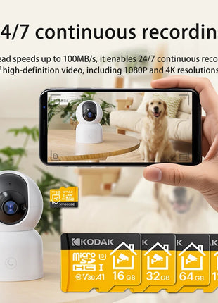 Nuova scheda Micro SD Kodak 32 GB 64 GB 128 GB 256 GB Scheda di memoria per telecamera di sicurezza, DVR, smartphone Scheda TF Scheda Microsd