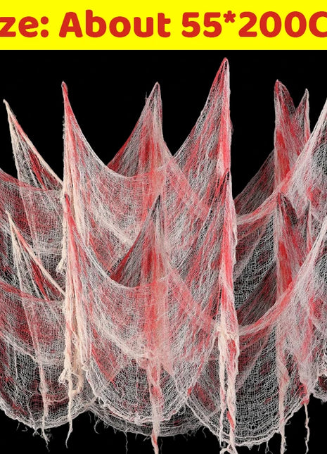 55*200cm Halloween Blood Gauze Window Doorways Wall Decoration Blood Creepy Cloth Haunted House Home Party Scary Scene Props - Riparo82