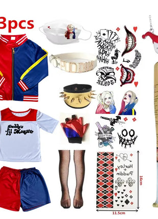 Costume Harley Quinn Carnevale 2026 - Set Completo Bambine con Giacca e Pantaloni