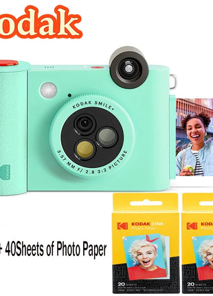 Stampante fotografica portatile Kodak Smile + Instnt Fotocamera Foto e macchina da stampa integrata aggiunge regalo per festival di carta fotografica Kodak Zink