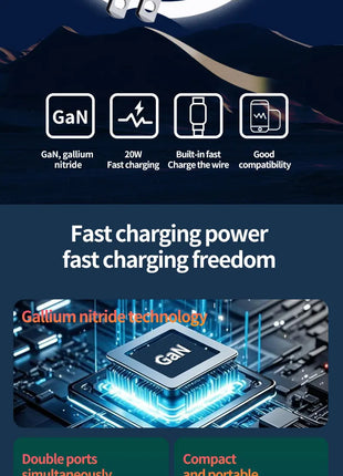 GaN 20W Fast charging PD3.0 Charger Type C lighting For iPhone 12 13 Samsung Huawei Xiaomi Mobile Phone EU/US Plug Wall Charger - Riparo82