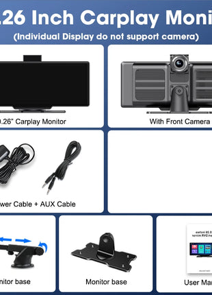 10.26'' Dash Cam 4K Car Mirror Video Player Wireless Carplay Android Auto GPS Car Monitor Multimedia Rearview Camera Dashboard - Riparo82