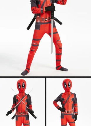 Costume cosplay Deadpool per bambini Regali da supereroe Tuta Deadpool Costumi per bambini Supereroi Vestito per bambini Costume per bambini di Halloween