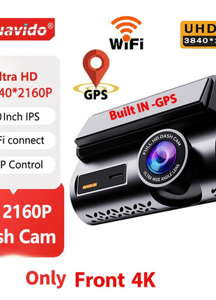 Dash Cam 4K Front and 2.5K Rear Dual Camera GPS WiFi with IMX415 Night Vision 3" Screen APP Control 24H Parking Monitor Tracking - Riparo82