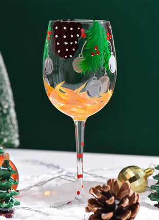 Bicchieri da vino natalizi da 450 ml Albero di Natale di Babbo Natale Aghi di pino Bicchieri da vino rosso per vino Succo di champagne - riparo82