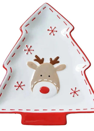 Set di stoviglie natalizie in ceramica dipinta a mano Simpatico piatto da bistecca natalizio Piatto piatto sottosmalto in rilievo - riparo82