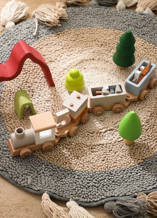 Giocattoli Montessori treno in legno per giocattolo di compleanno per bambini con numeri e blocchi gioco Toddler Boys And Girls1 2 3 4 5 giocattolo per l'apprendimento del bambino - riparo82