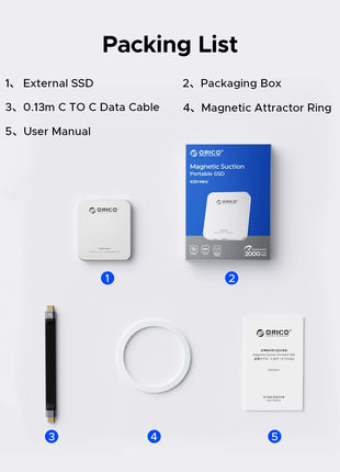 ORICO K20Mini SSD esterno magnetico per iPhone 17 16 Pro/Max ProRes 2000 MB/s 4K ProRes HDR Registra e memorizza Stato solido portatile