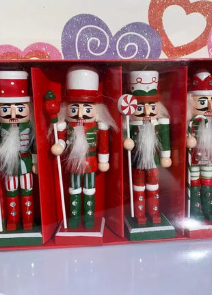 3/4/5 pezzi ornamenti natalizi schiaccianoci figure schiaccianoci in legno marionetta soldato per decorazioni pendenti per albero di Natale - riparo82