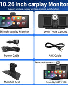 11.26 inch IPS Touch Screen Multimedia Video Player Portable 4K DVR Wireless CarPlay/Android Auto Dual Lens Driving Recorder - Riparo82