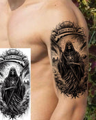 1 Sheet Full Arm Evil Witch Vampire Temporary Tattoos Sleeve Halloween Scary Skull Tatoo Waterproof Horrible Fake Tattoo Sticker - Riparo82