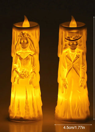 Halloween Horror Ghost Bride Groom LED Candle Electronic Light Halloween Skeleton Lamp Party Decoration Flameless Night Lights - Riparo82