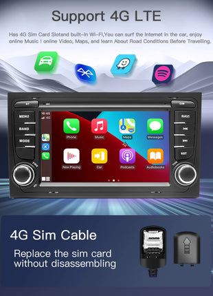 Android 14 AutoRadio For Audi A4 B6 B7 S4 B7 B6 RS4 Seat Exeo 2002-2008 RS4 B7 Radio 2008-2012 Stereo GPS Carplay Car Multimedia - Riparo82