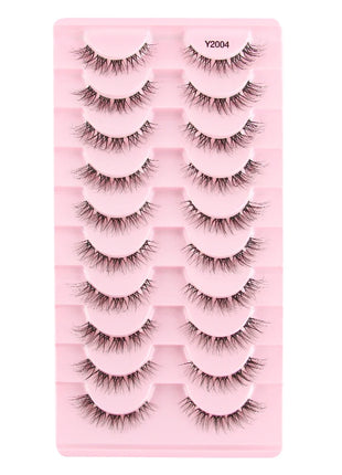10 Pairs Faux Mink Eyelashes Handmade Natural False Eyelashes Soft Cross Messy Eye 3D Curly Eyelashes Extension Makeup Tools - Riparo82