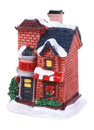 Decorazioni per la casa Figurina di Capodanno Mini resina artigianale Decorazione natalizia luminosa Decorazione della casa del villaggio Luce a LED