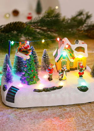 Natale nuova fontana casa luminosa casa di neve regalo di Natale rotante casa ornamenti da tavolo in resina artigianato decorativo